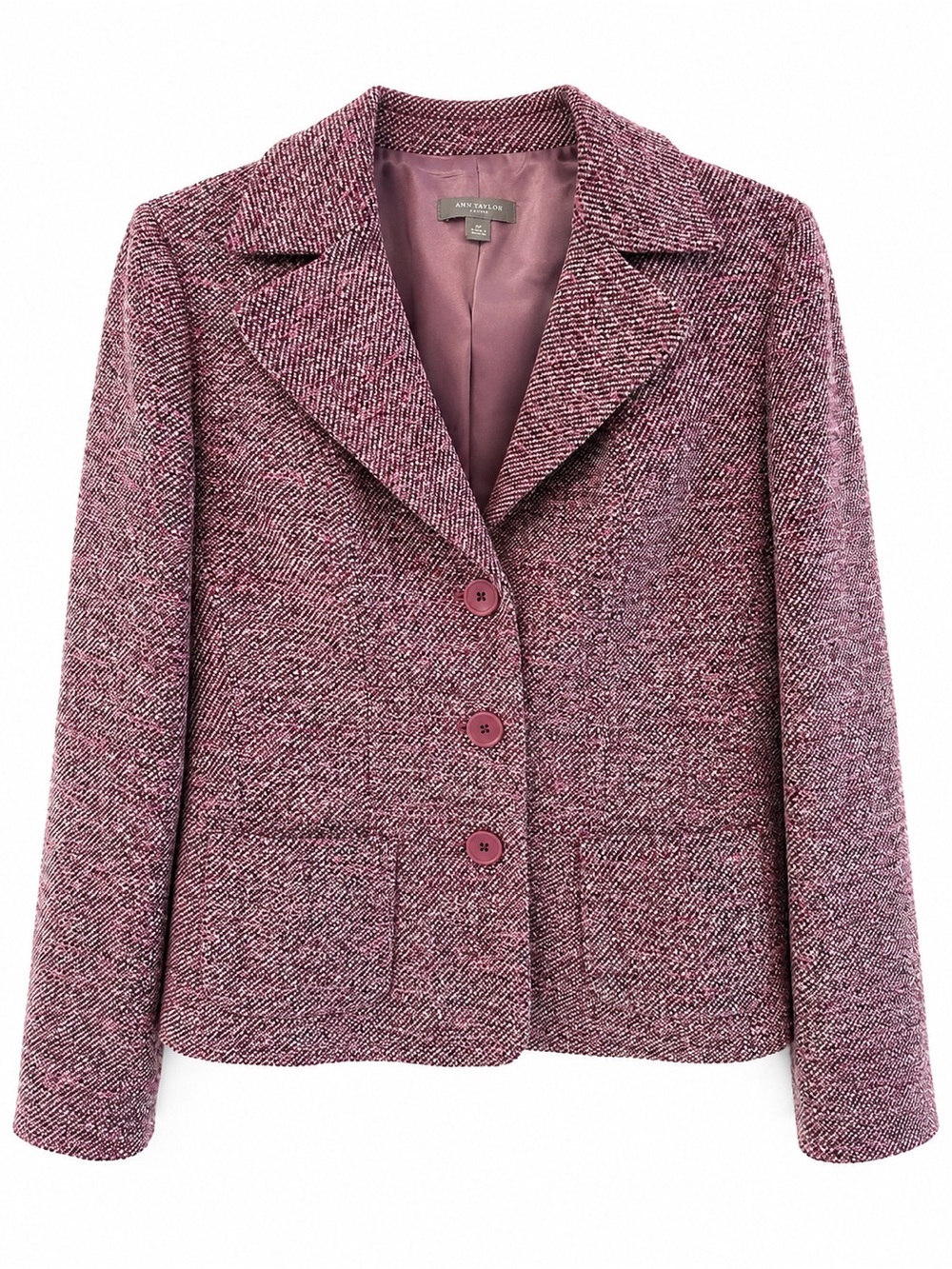 Vintage 90’s Ann Taylor Petites 6P Maeve Tweed Blazer Wool Silk Career Jacket